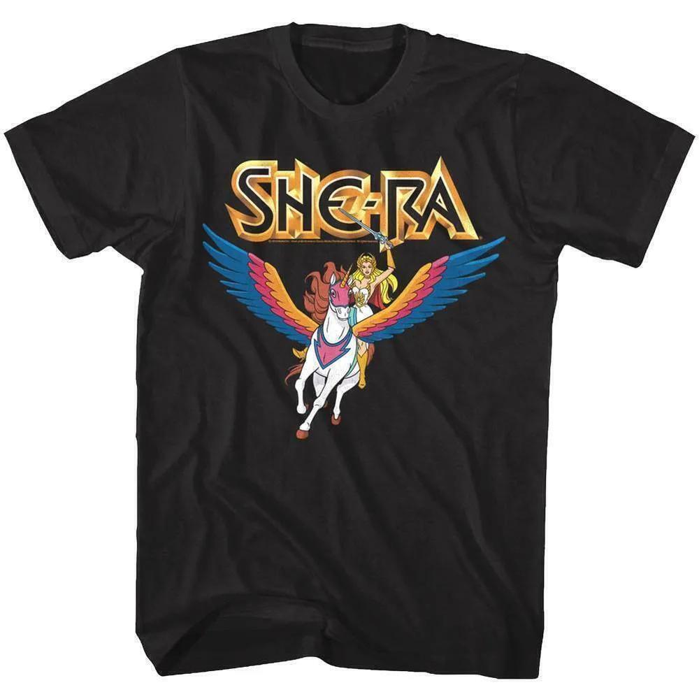 She Ra Riding Swiftwind Unicorn Retro Cartoon T Shirt